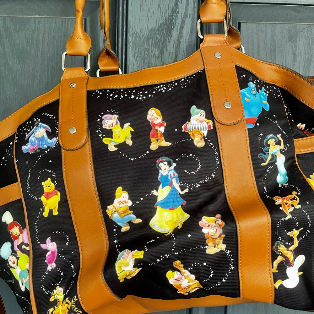 The Bradford Exchange Disney Characters Tote  with Tinker Bell charm